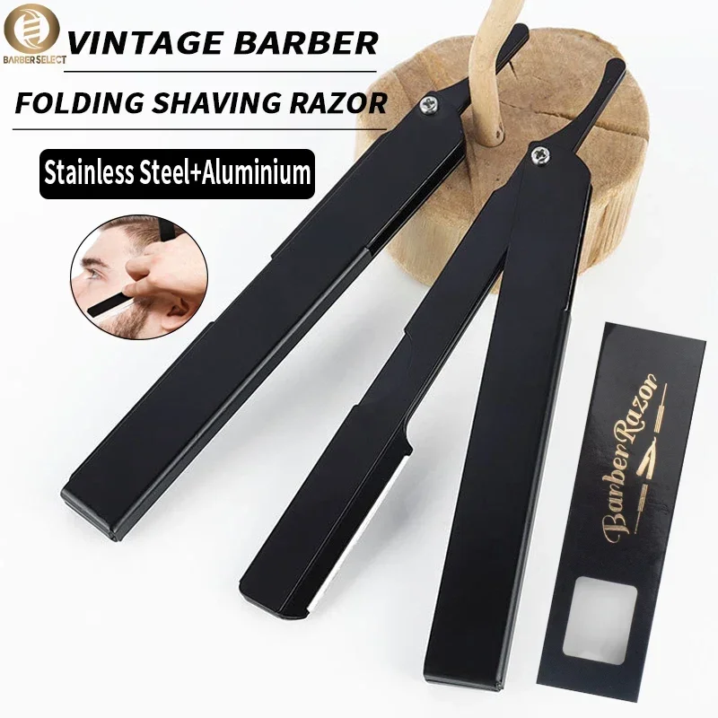 Straight Razor Safety - Pisau cukur Barbearia pria, pemegang pisau
